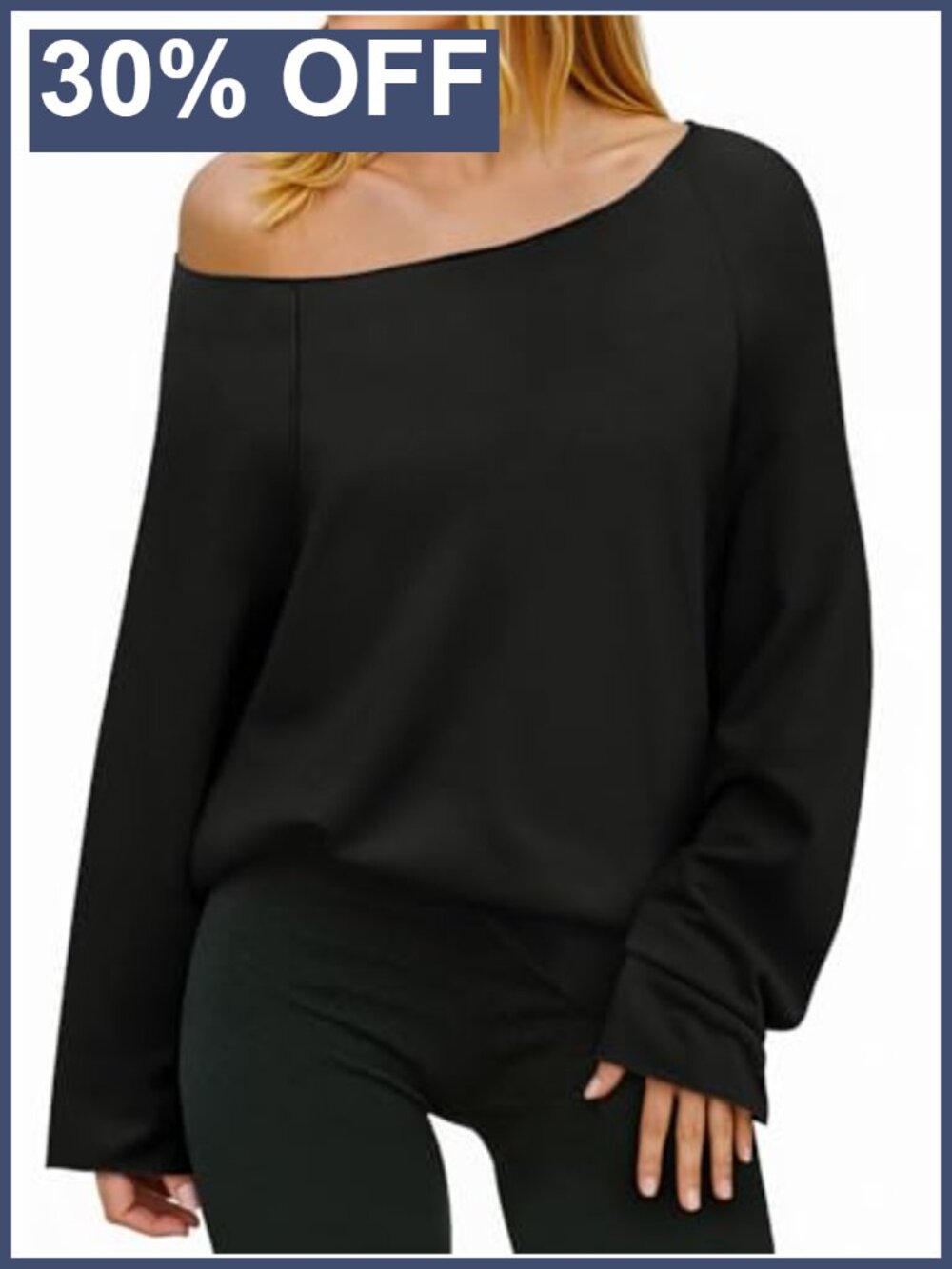 Fisoew Womens Off Shoulder Sweatshirt Oversized Loose Fit Pullover Long Sleeve